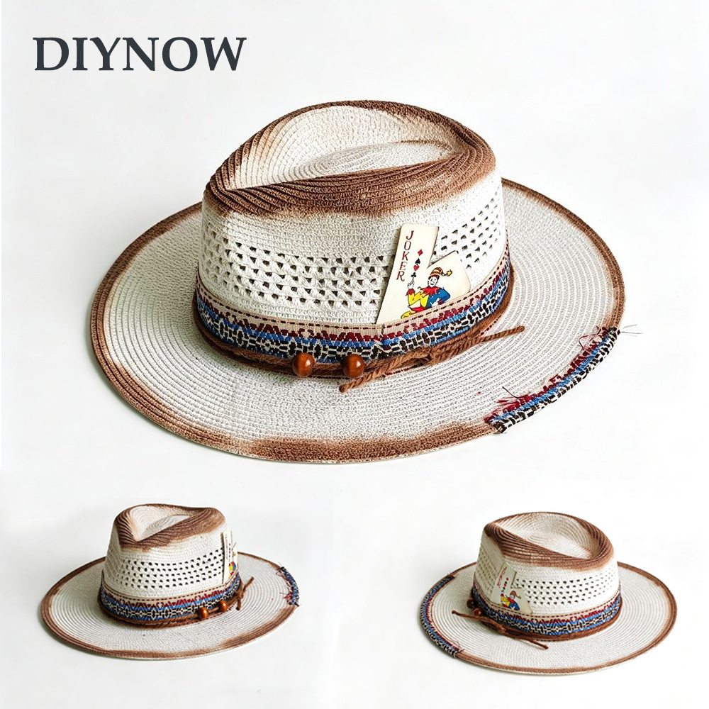 Board Game Vintage - Vintage Distressed Summer Straw Woven Hat