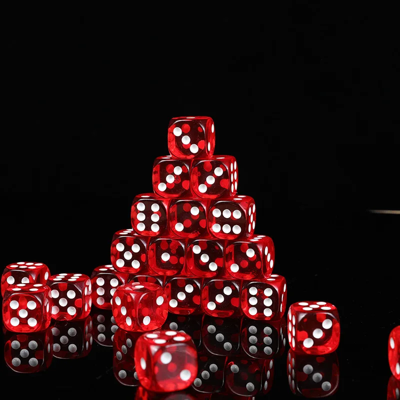 Board Game Loop - 10pcs/set Transparent Red Dice Right Rounded
