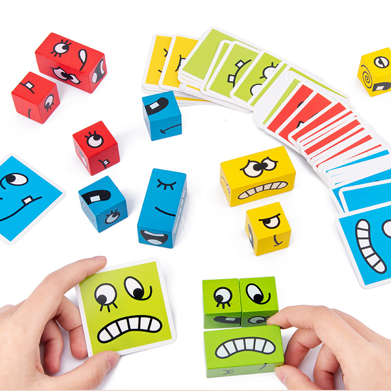 Board Game Idea - 1Pcs Expressions Matching Puzzles Games Wooden