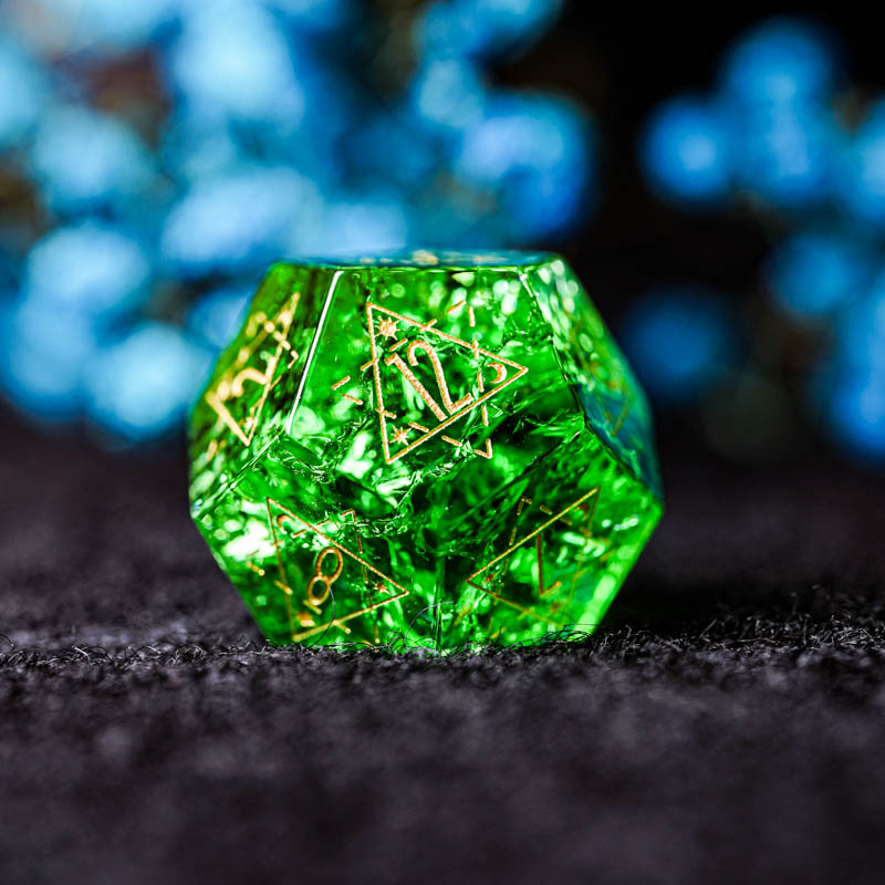 Green Glass D&D Dice Set Handm – Board Game Logo recenzja i cena