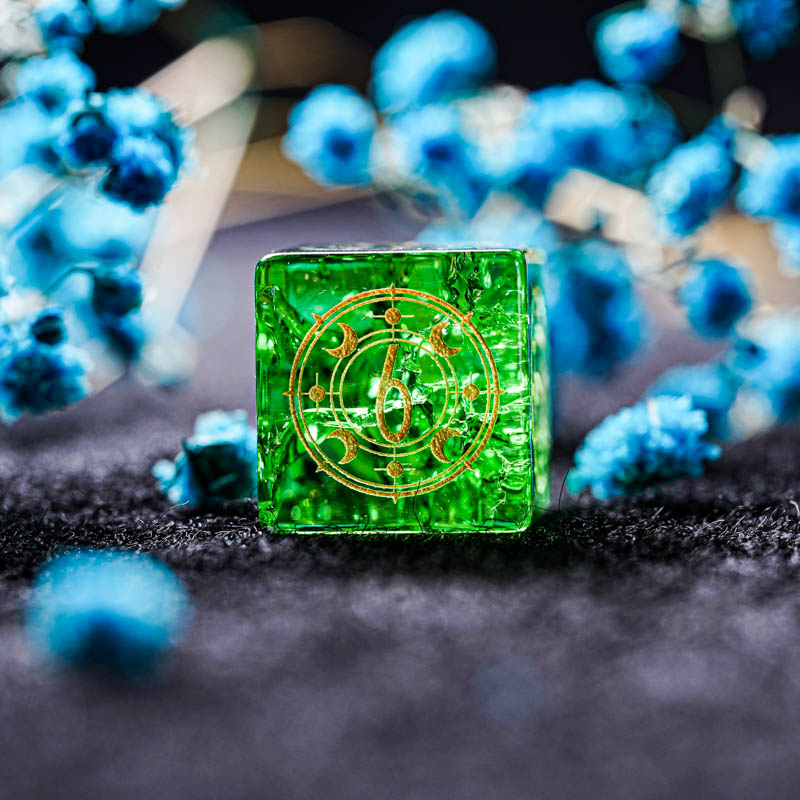 Green Glass D&D Dice Set Handm – Board Game Logo recenzja i cena