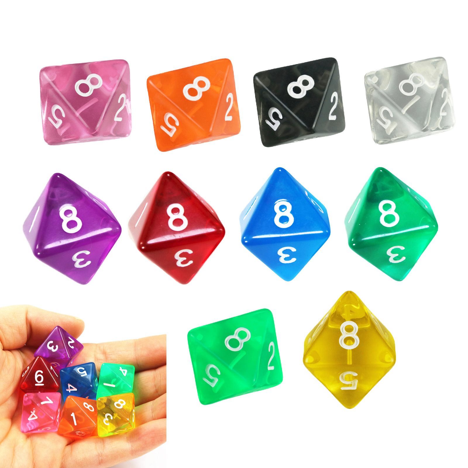 10Pcs D8 Transparent Color Dic – Board Game Digital recenzja i cena
